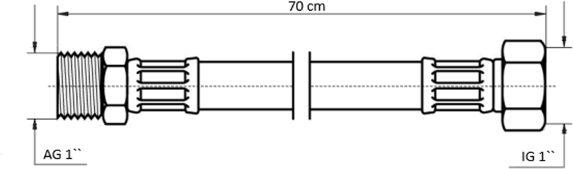 Neoperl NEOFLEX Panzerschlauch DN25 IG x AG, 1" x 1" 70cm 66940070