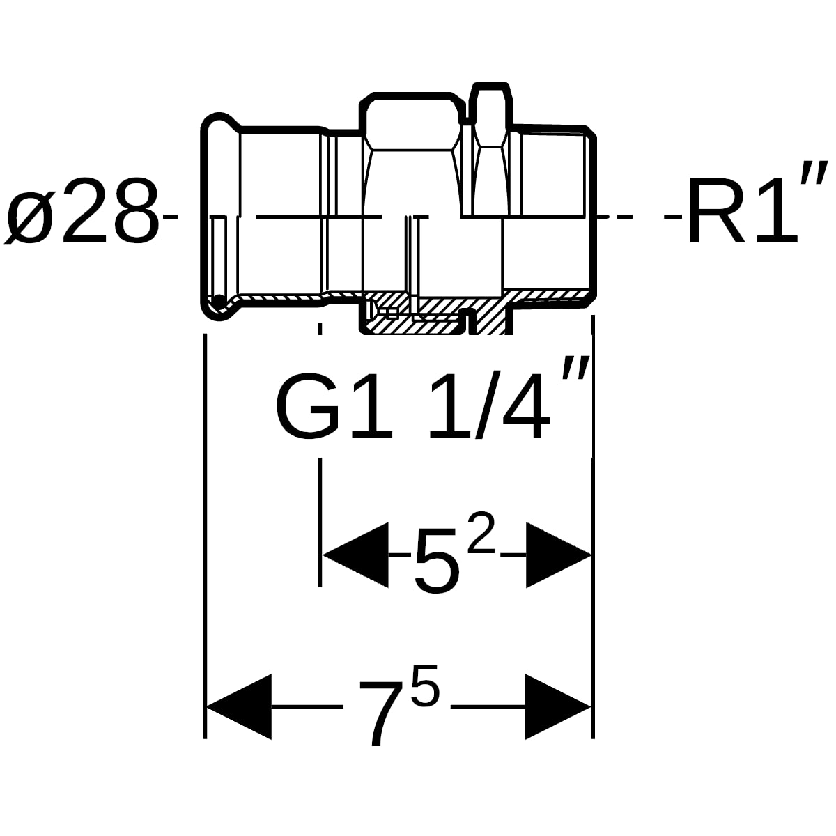 Geberit Mapress C-Stahl Übergangsverschraubung mit AG d28-R1 verzinkt 25337