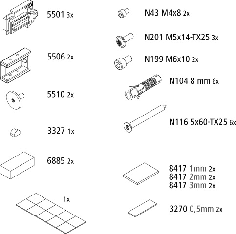 Kermi Set Montagekleinteile Farbe: silber hochglanz 2535464
