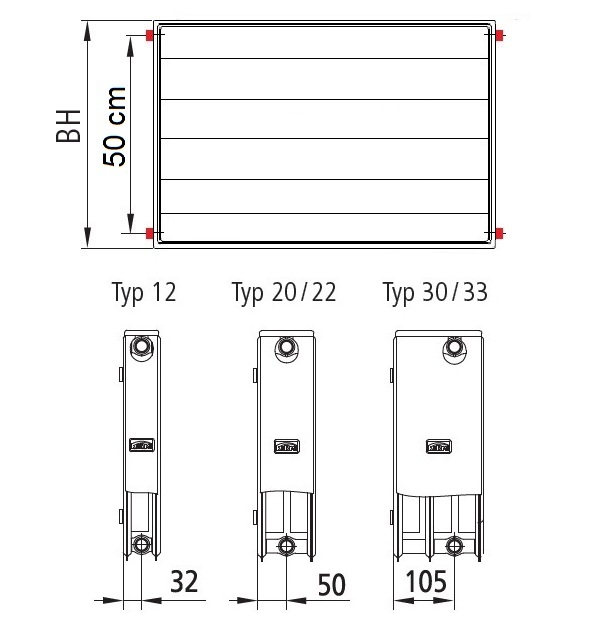 Kermi x2 Heizkörper Line-K AT Typ 33 H: 55,9 L: 300,5cm weiß PLK330553001N1K