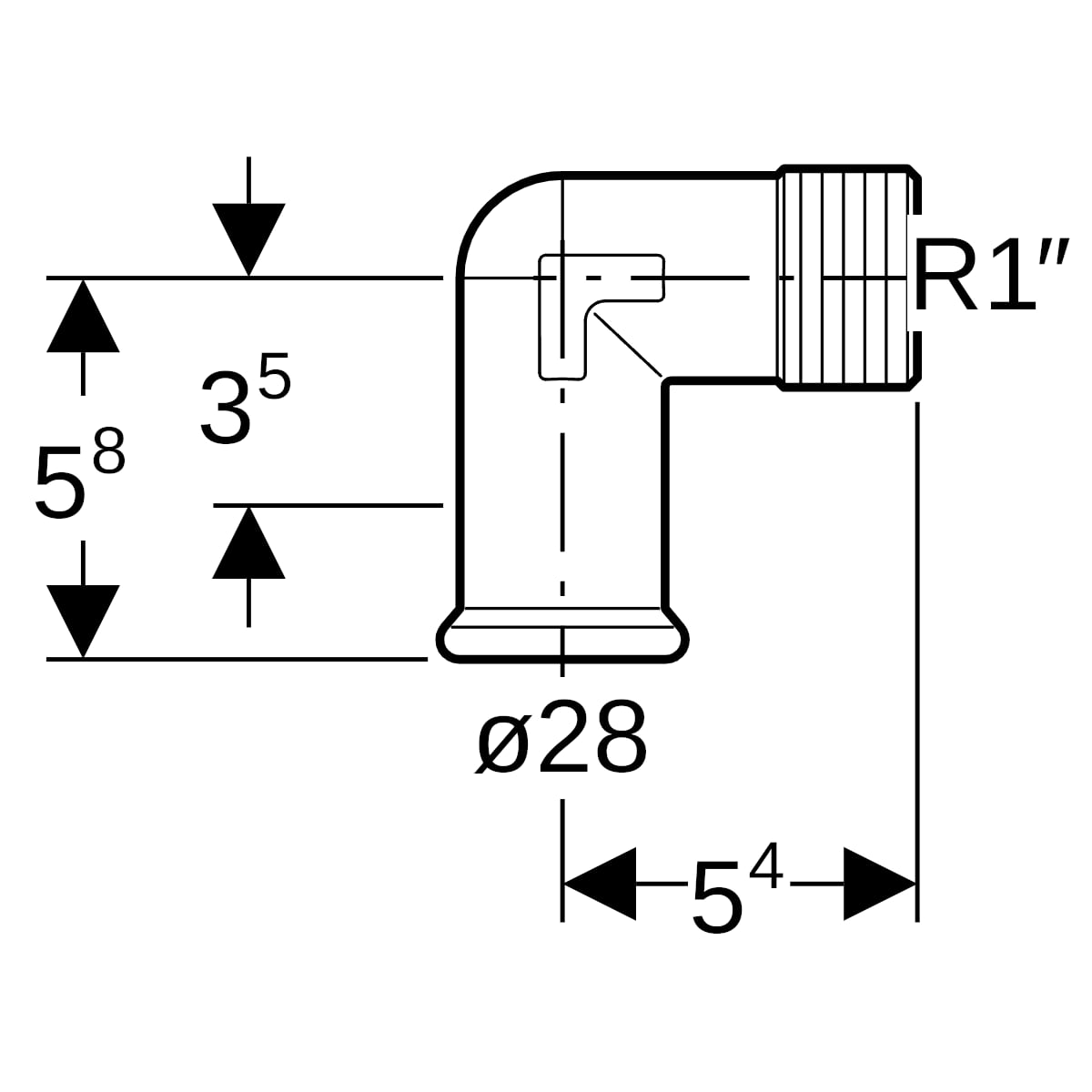 Geberit Mapress C-Stahl Übergangswinkel 90 Grad mit AG d28-R1 verzinkt 21610