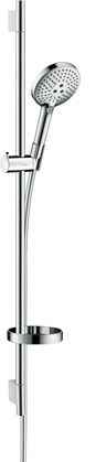 Hansgrohe Brauseset Raindance Select S 120 3jet EcoSmart mit Brausestange 900mm und Seifenschale, Chrom 26633000