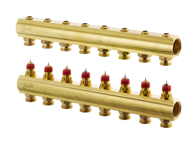 Danfoss Fussbodenheizungs-Verteiler FHF-8, 8 Kreise, ohne Durchflussanzeige 088U0508