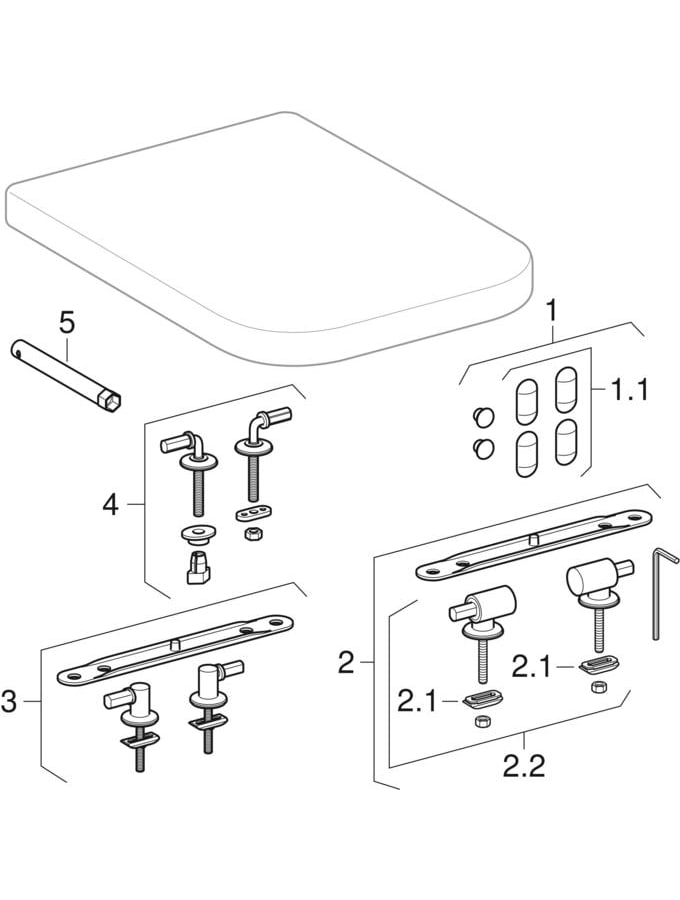 Geberit Renova Plan WC-Sitz, eckiges Design weiß, Befestigung von oben 572180000