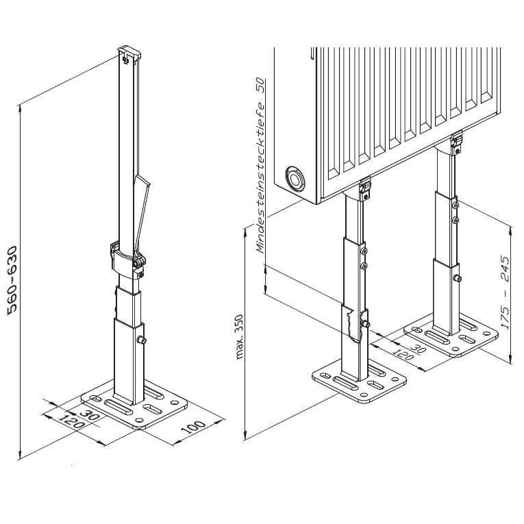 Wemefa Standkonsole Super Standfix Rohboden lang 10-870-10