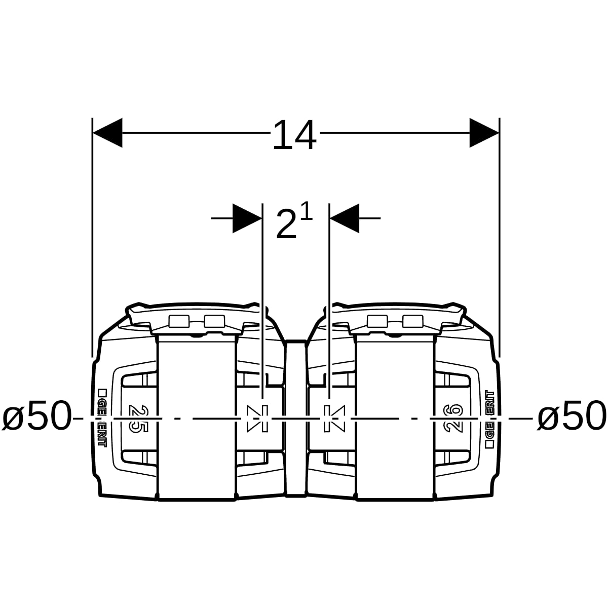 Geberit FlowFit Übergang auf Mepla SiBr d50-d50 620.095.00.1
