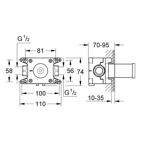 Grohe Einbaubox Rapido C 1-fach UP- Ventil für Fertigmontageset 35028000