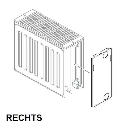 Buderus Seitenteil Profil Rechts Typ 33 H: 350mm - 2 Loch für Heizkörper mit profilierter Front bis Baujahr 2013 6508540