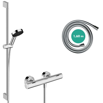 Hansgrohe Brausesystem Pulsify Select S 105 3 jet Eco Relaxation Ecostat Fine Brausestange 900mm chrom 24261000
