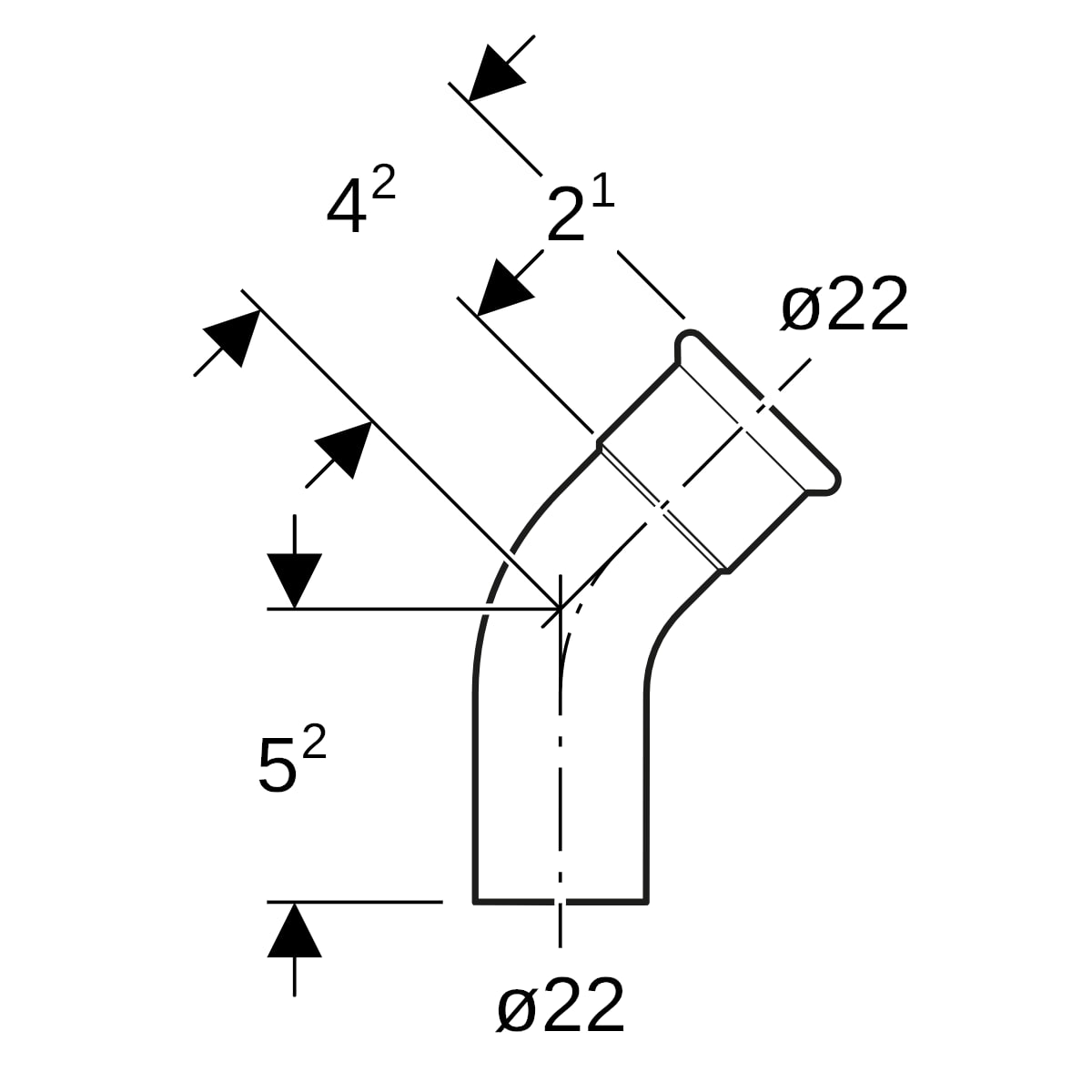Geberit Mapress C-Stahl Bogen 45 Grad mit Einschubende d22 verzinkt 20704