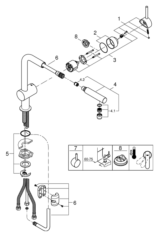 Grohe Minta Einhand-Spültischbatterie supersteel DN15 herausziehbarer Mousseurauslauf 32168DC0