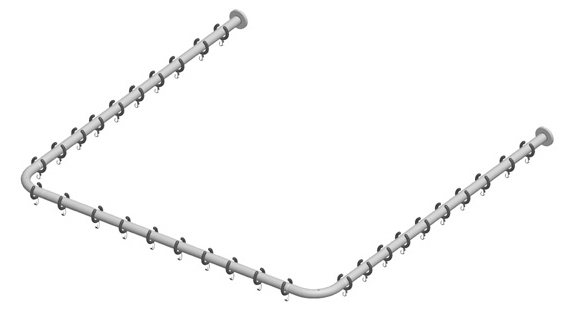 Keuco Brausevorhangstangen Set Plan für Dusche U-Form, 120x120, silber-eloxiert 14940171200