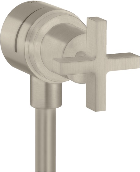 Hansgrohe AXOR Citterio Wandanschluss Stop mit Rückflussverhinderer, Absperrventil und Kreuzgriff, Brushed Nickel 39883820