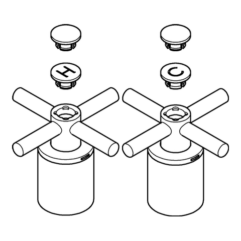 Grohe Kreuzgriff für Atrio 2 Stück, supersteel 18033DC3