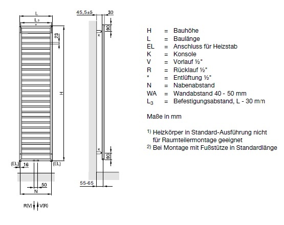 Zehnder Subway SUBC-180-060 Badheizkörper H: 183,7 B: 60cm, chrom, ZS300360CR00000