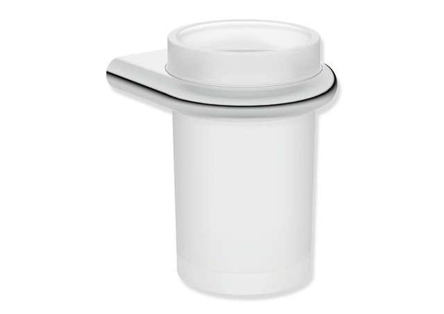 HEWI Glasbecher mit Halter Edelstahl, verchromt, Becher Kristallglas 480.04.00040