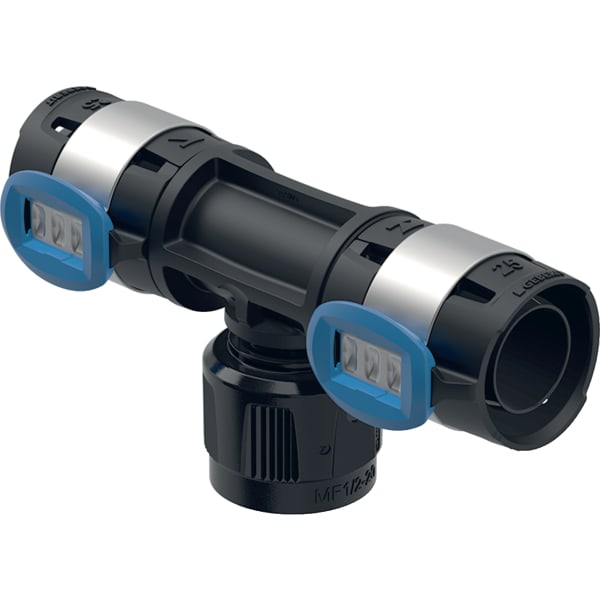 Geberit FlowFit Übergangs-T-Stück mit MasterFix PPSU d25-MF20-d25 620.392.00.1