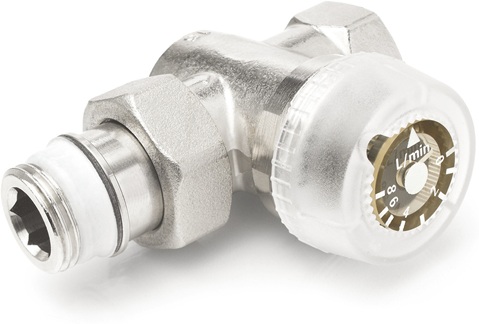 Taconova Abgleichventil TacoSetter Rondo DN15 1/2"x1/2" direkte Volumenstromanzeige, mit Verschraubung 223.3206.000