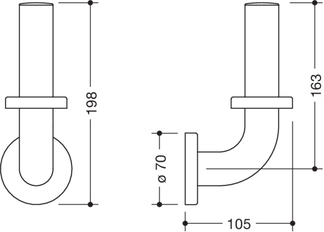 HEWI Reservepapierhalter Serie 801, matt, H: 163mm, T: 105mm, reinweiß 801.21B401 99