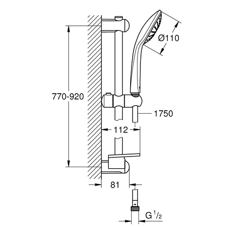 Grohe Euphoria Mono 900mm Brausegarnitur Brausestange 900mm 27267001