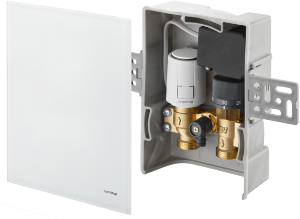 Oventrop Unibox TQ-RTL R-Tronic Thermostat, Q-Tech, Echtglas weiß 1022782