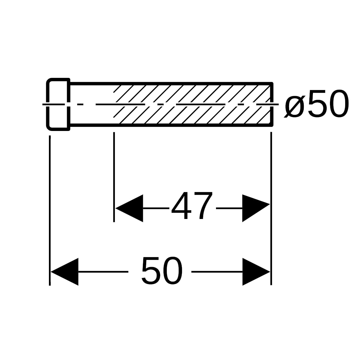 Geberit Anschlussstutzen mit Quetschverschraubung d50 L:50cm 152.161.11.1