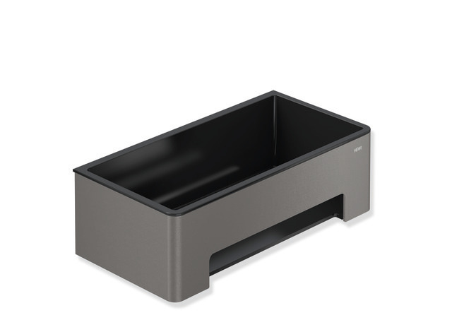 HEWI Duschkorb System 900, Halter Edelstahl, Einsatz Kunststoff, dunkelgrau perlglimmer tiefmatt -schwarz matt 900.03.00160 ER