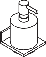 HEWI Seifen-oder Desinfektionsspender mit Halter, Metall, Seifenspender Kristallglas, satiniert, Pumpenkopf dunkelgrau perlglimmer tiefmatt 900Q06.00060 SC