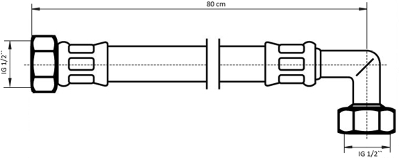 Neoperl NEOFLEX Panzerschlauch DN10 IG x IG gebogen, 1/2" x 1/2" 80cm 66873080
