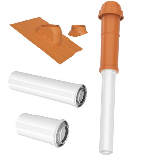Buderus Abgaspaket DO DN80/125 rot Dachziegel, 2m Rohr 7736614903