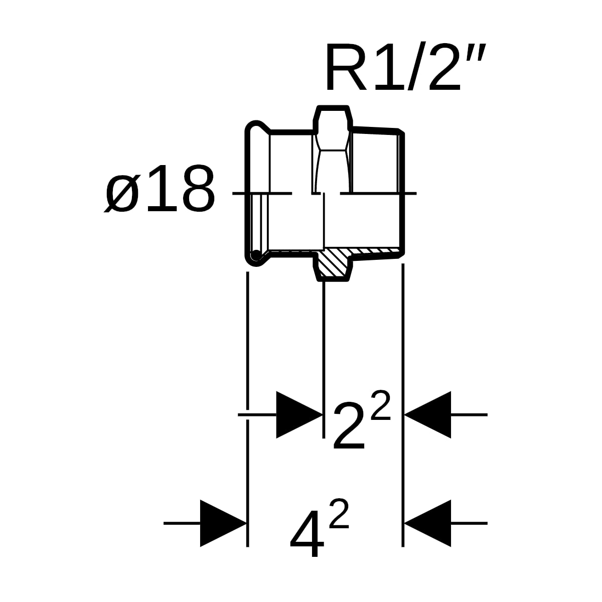 Geberit Mapress Edelstahl Übergang mit AG (LABS-frei) d18-R1/2 81704