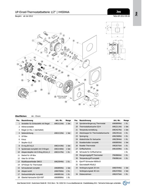 Ideal Standard JADO Zugknopf JES, für BS2 Easy-Box, chrom F960860AA