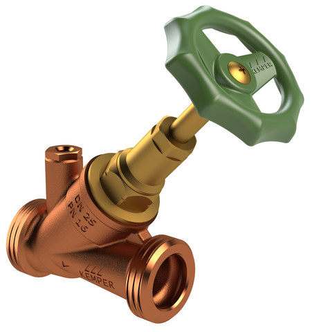 Kemper STANDARD Freistrom-Absperrventil RG/MS, mit Entleerstopfen G1/4, AG DN50 1742G05000