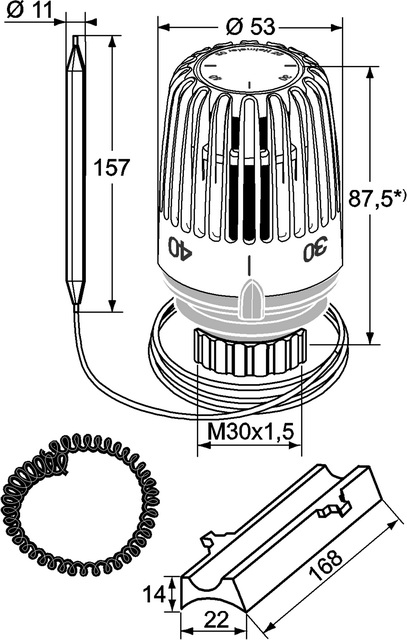 Heimeier Thermostat-Kopf K mit Wärmeleitsockel 20-50 Grad C 6402-00.500