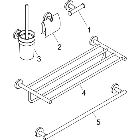 Hansgrohe Bad Accessoire 5-teiliges Set Logis Universal chrom 41728000