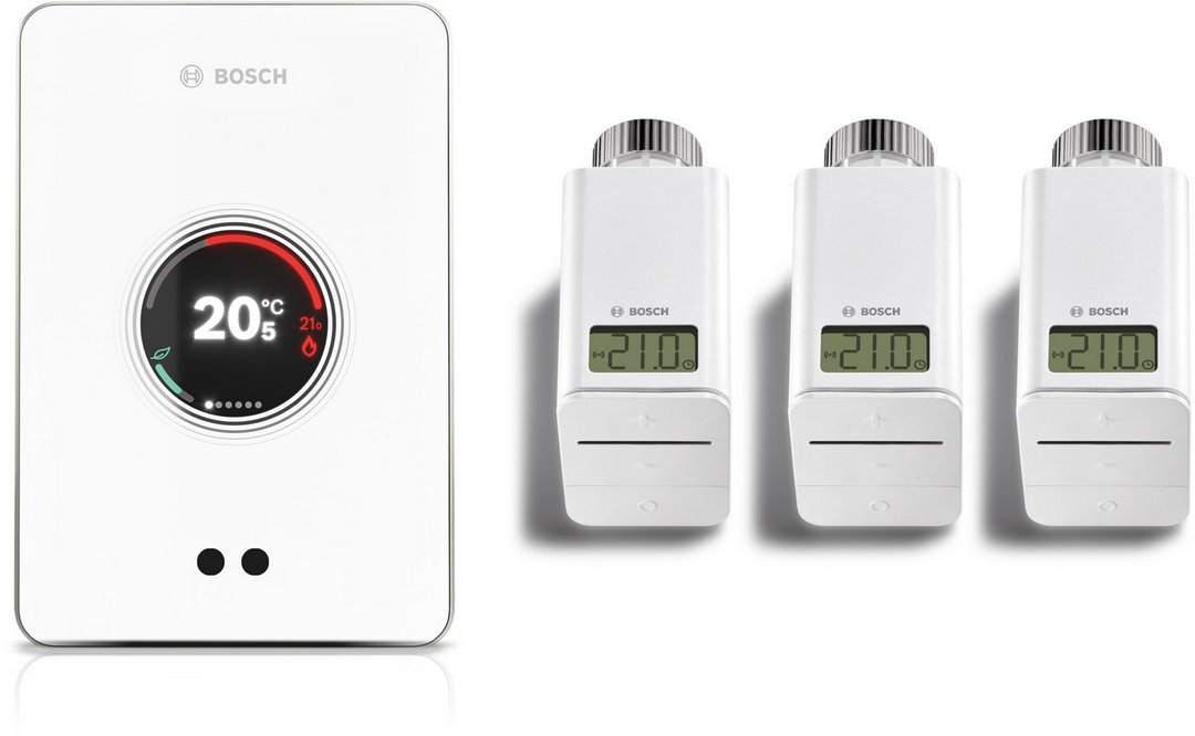 Bosch EasyControl Funk smarter W-LAN Regler weiß Set mit 3 Funk-Thermostaten, weiß 7736701393