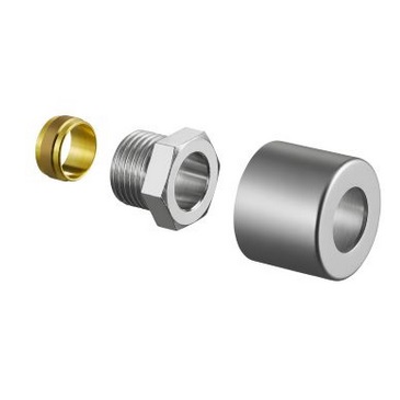Oventrop Klemmringverschraubungs-Set für "Baureihe E", 1/2"x15mm, Edelstahl-Design 1169593