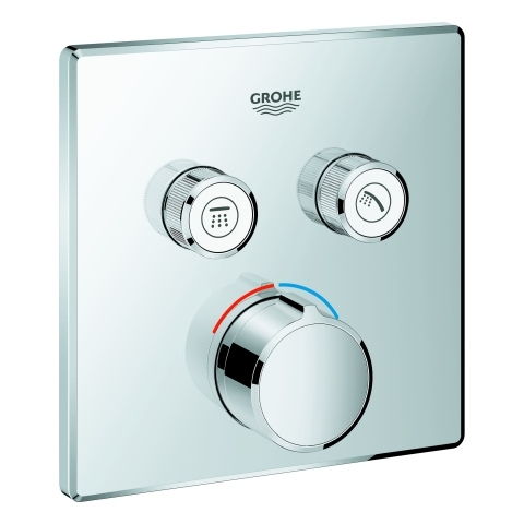 Grohe Unterputzmischer SmartControl chrom eckig Fertigmontage-Set 2 Absperrventile 29148000