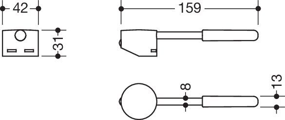 HEWI Bedienhebel, für AQ1.12M10260, schwarz mit farbigem Griffelement, (schwarz tiefmatt -weiß matt 71423 RN