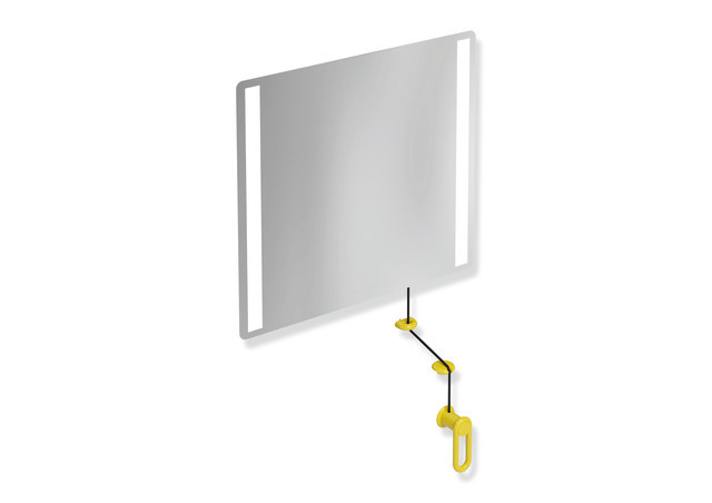 HEWI LED-Kippspiegel basic Serie 801, Verbundspiegel, Halteelemente / Kurbel, mit LED-Beleuchtung, senfgelb 801.01.400 18