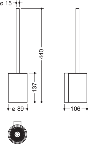 HEWI WC-Bürstengarnitur System 900, Metall, zur Wandmontage, dunkelgrau perlglimmer tiefmatt 900.20.00060 SC