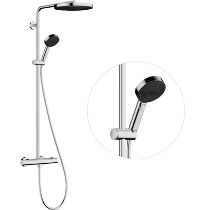Hansgrohe Showerpipe Pulsify S Puro 260 1 jet EcoSmart Brausethermostat Aufputz Handbrause 3 jet chrom 24237000