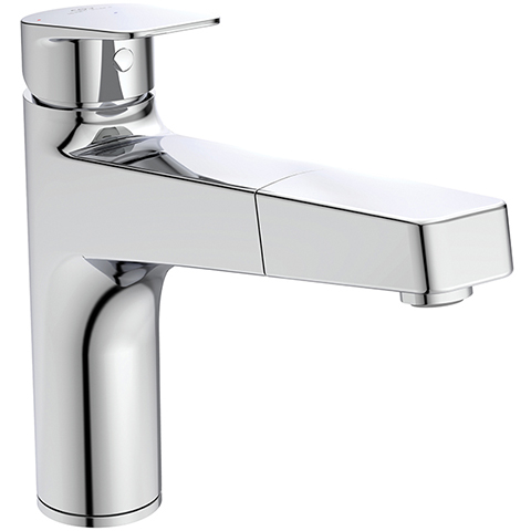 Ideal Standard Küchenarmatur Ceraplan mit hohem Auslauf Ausladung 210mm 1F-Handbrause BlueStart chrom BD332AA