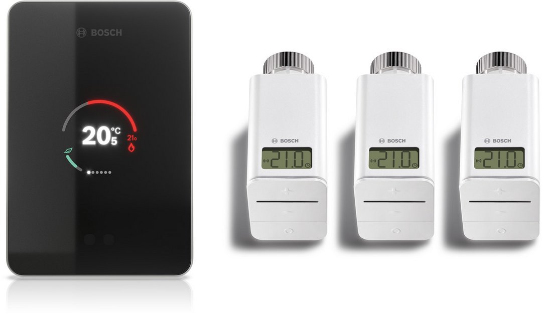 Bosch EasyControl Funk smarter W-LAN Regler schwarz Set mit 3 Funk-Thermostaten, schwarz 7736701394