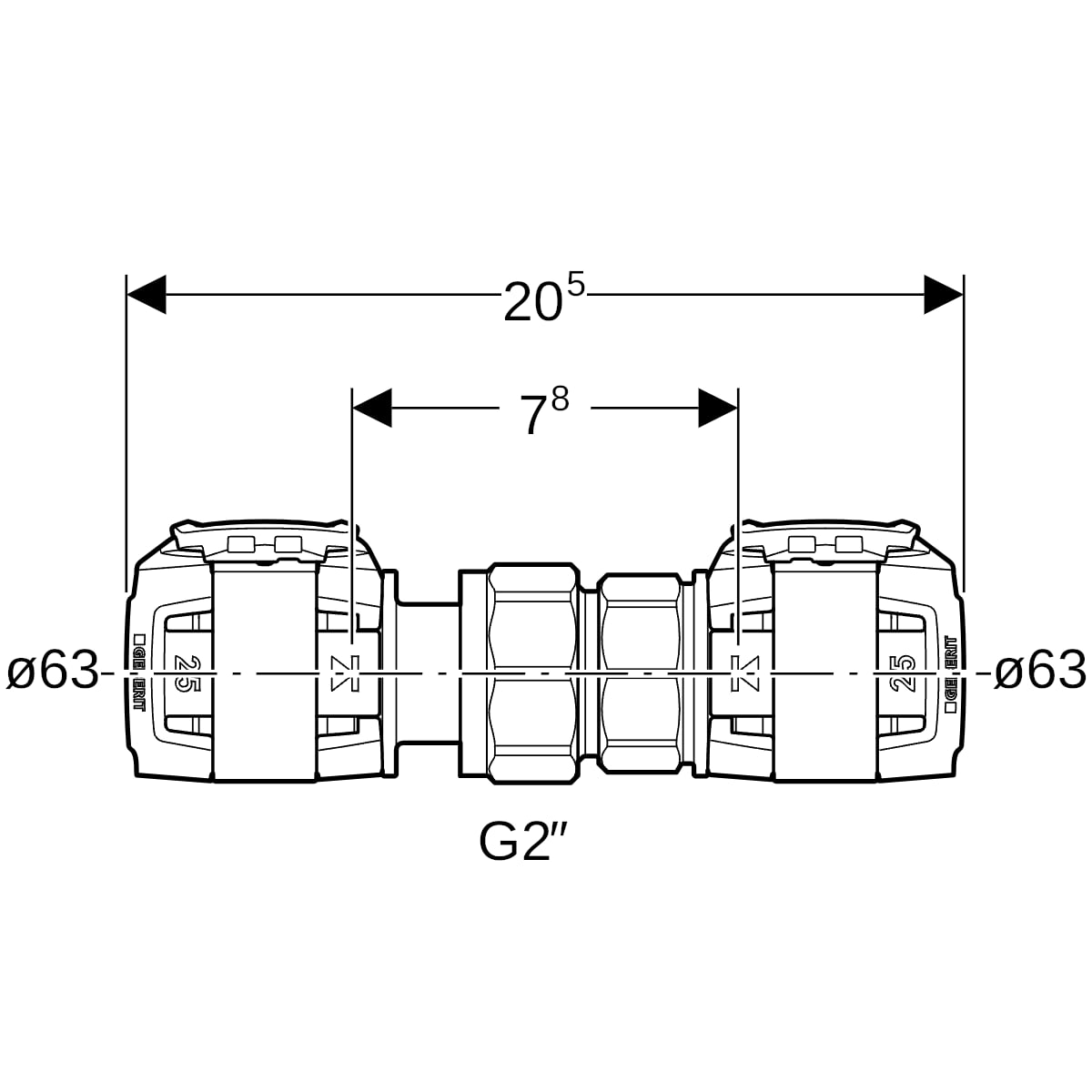 Geberit FlowFit Verschraubung SiBr, d63 620.576.00.1