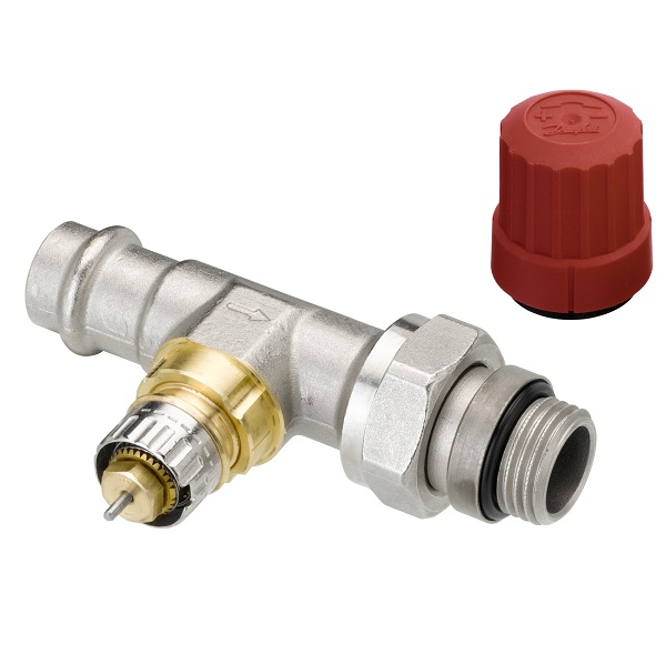 Danfoss Ventilgehäuse RA-N 15 Pressfit R 1/2, Durchgang, matt vernickelt 013G3238