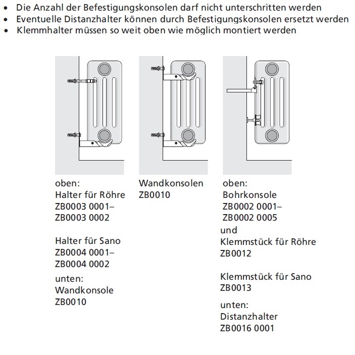 Arbonia Wandkonsole W164, weiß, 168-250mm