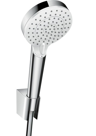 Hansgrohe Crometta Brausehalterset 100 Vario EcoSmart mit Brauseschlauch 1600mm, Weiß/Chrom 26694400