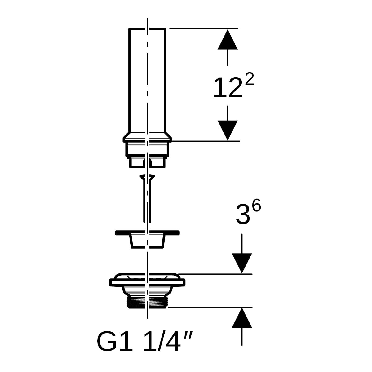 Geberit Ablaufventil mit Standrohr zu UP-Geruchsverschluss für Waschbecken 240.648.00.1