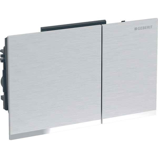Geberit Omega60 Betätigungsplatte, für 2-Mengen-Spülauslösung verchromt gebürstet, Easy to clean / hochglanz-verchromt 243.118.GH.1